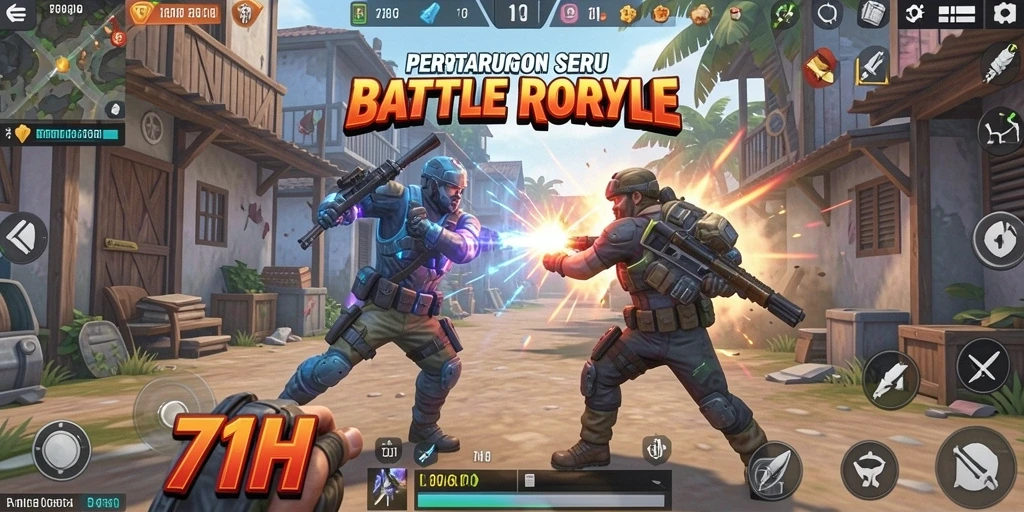 Tampilan seru gameplay 71H dalam Battle Royale.