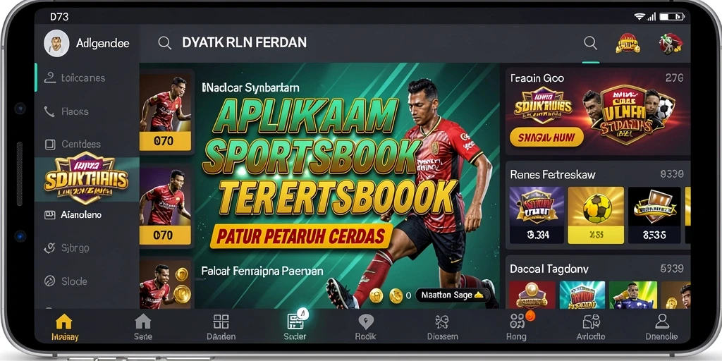 Screenshot gameplay D73 menampilkan taruhan olahraga secara live.
