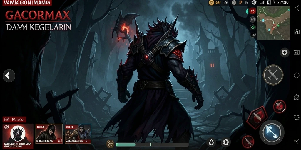 Screenshot gameplay GACORMAX menunjukkan suasana menyeramkan dan mencekam.