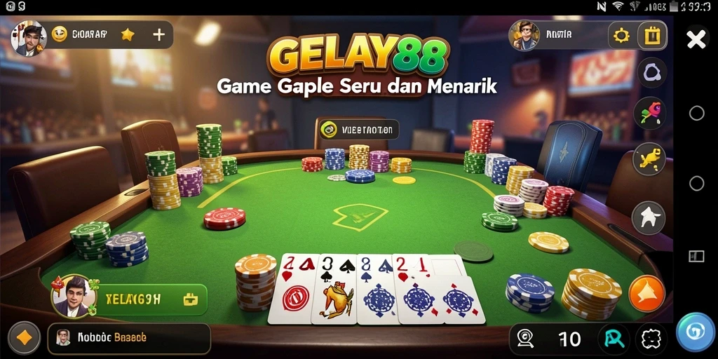 Screenshot utama GELAY88 yang menampilkan momen seru dalam permainan Gaple.