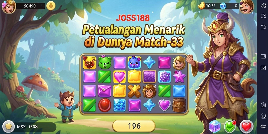 Tampilan menarik dari gameplay seru JOSS188 Match-3.
