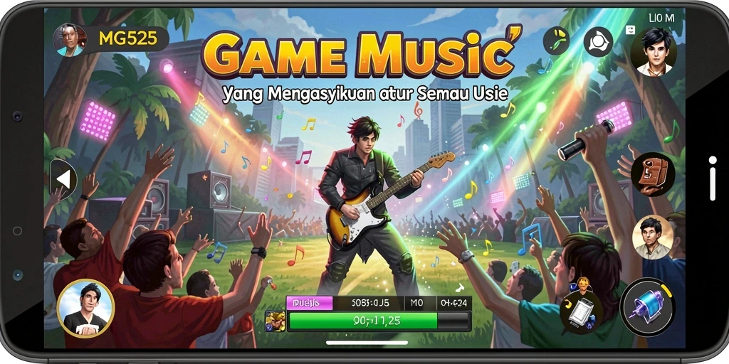 Tangkapan layar gameplay MG525 yang menampilkan interaksi musik yang seru.