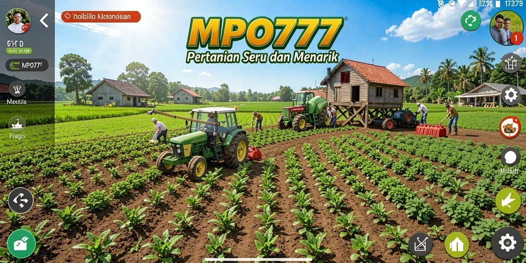 Tangkapan layar permainan MPO777 menampilkan petani yang sibuk di ladang.