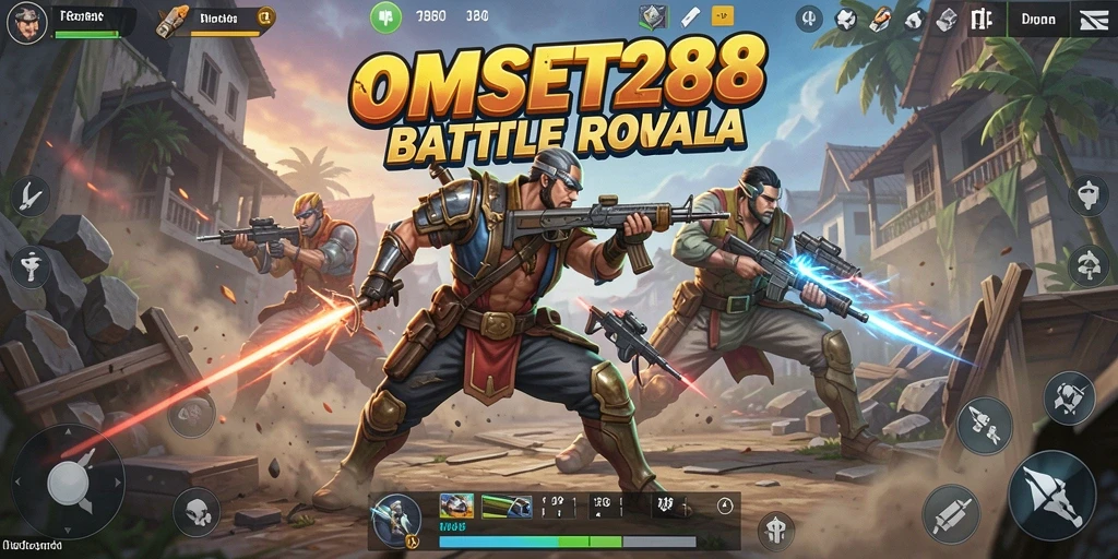 Screenshot gameplay intens di arena pertempuran OMSET288.