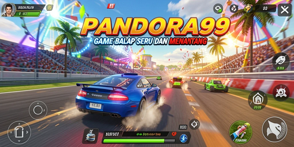 Screenshot gameplay PANDORA99 dengan aksi balap yang mendebarkan.