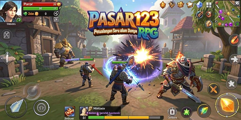 Tangkapan layar gameplay PASAR123 yang menampilkan pertarungan mendebarkan.