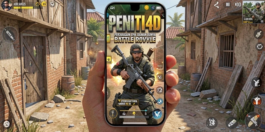 Tampilan seru gameplay Battle Royale dalam PENITI4D.
