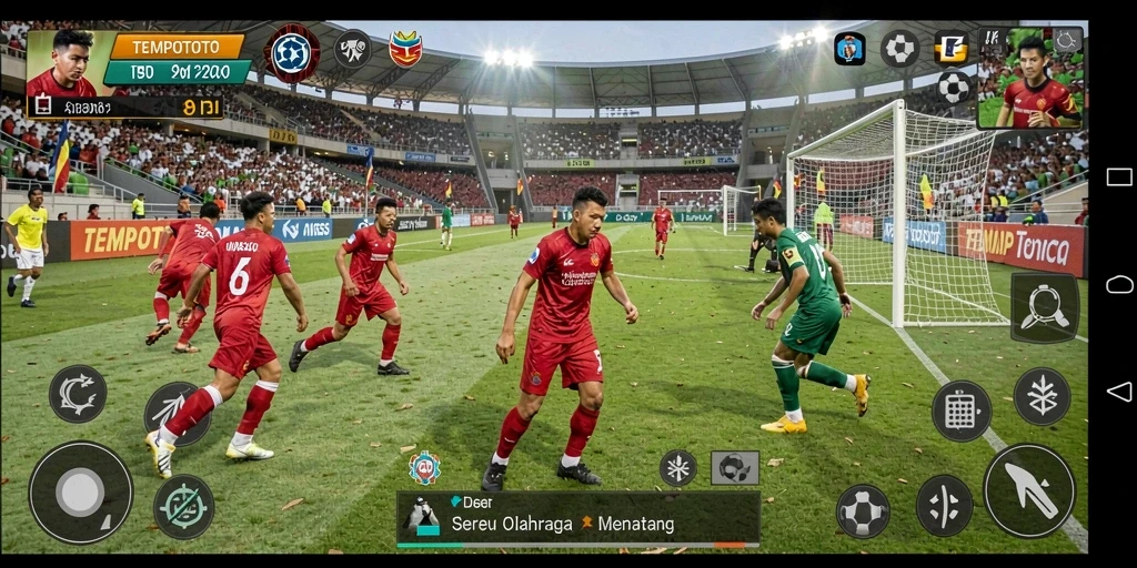 Tangkapan layar TEMPOTOTO menampilkan gameplay olahraga yang seru dan kompetitif.