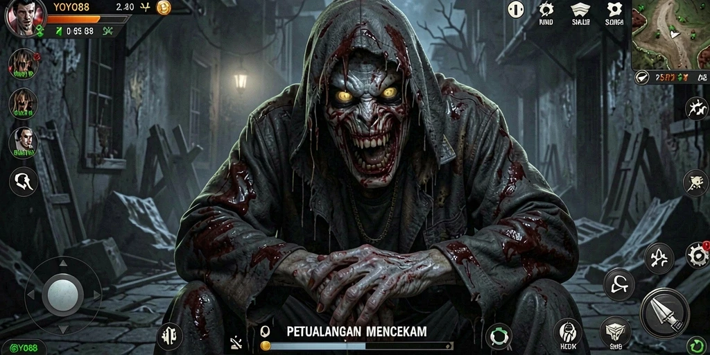Tampilan gameplay seram dari YOYO88 dengan suasana mencekam.